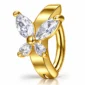 Piercing Nombril Clicker Papillon à Zirconiums Marquise Acier Doré PVD.