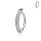 Piercing Nombril Clicker Titane Gris Argenté à Double Ligne de Zirconiums