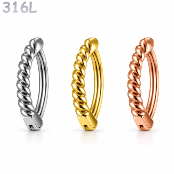 Piercing Nombril Clicker Torsadé Effet Cordage.