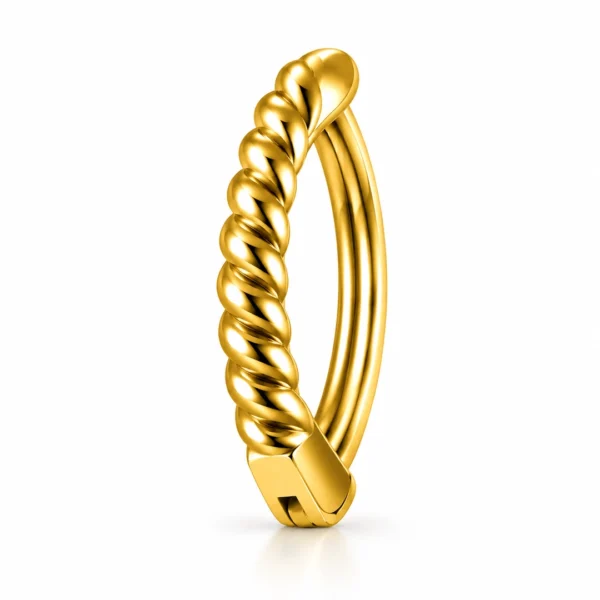 Piercing Nombril Clicker Torsadé Effet Cordage Acier Doré PVD Piercing Nombril Clicker Torsadé Effet Cordage Acier Doré PVD