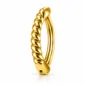 Piercing Nombril Clicker Torsadé Effet Cordage Acier Doré PVD