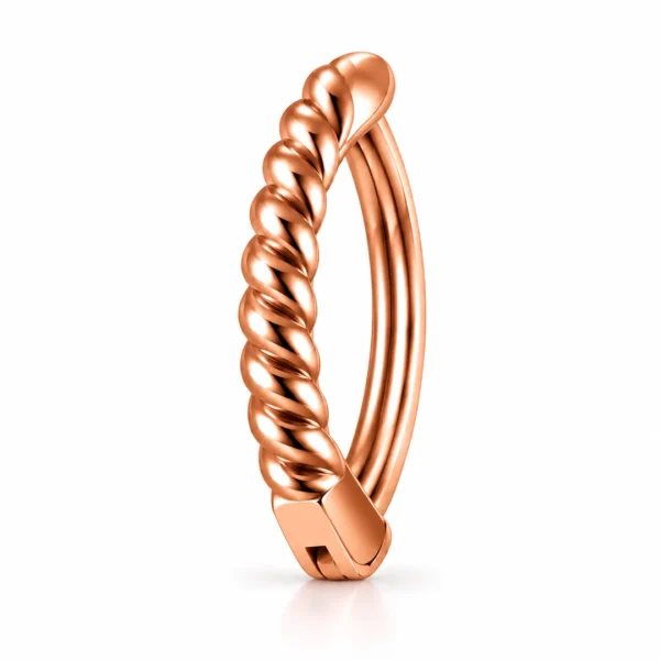 Piercing Nombril Clicker Torsadé Effet Cordage Acier Or Rose PVD Piercing Nombril Clicker Torsadé Effet Cordage Acier Or Rose PVD