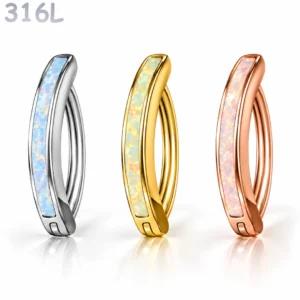 Piercing Nombril Clicker à Barrette Sertie d'Opalite.