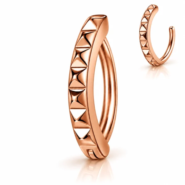 Piercing Nombril Clicker à Facettes Pyramidales Acier Or Rose PVD Piercing Nombril Clicker à Facettes Pyramidales Acier Or Rose PVD
