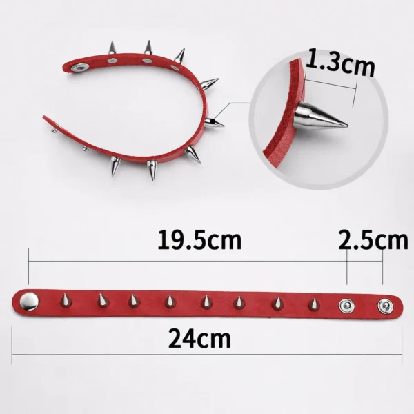 Bracelet Clouté en Similicuir Rouge (dimensions) Bracelet Clouté en Similicuir Rouge (dimensions).