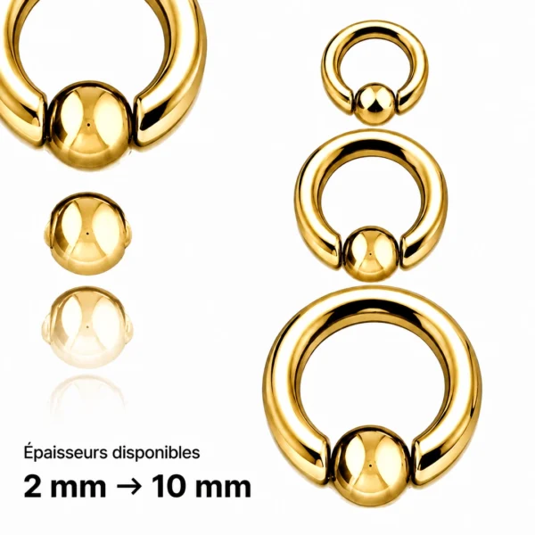 Piercing Anneau CBR Doré Gros Calibre 12G-00G Piercing Anneau CBR Doré Gros Calibre 12G-00G.