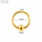 Piercing Anneau CBR Doré Gros Calibre 2X16X6 mm.