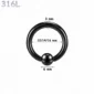 Piercing Anneau CBR Noir Gros Calibre en Acier 3X12-14-16X6 mm.