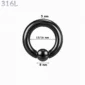 Piercing Anneau CBR Noir Gros Calibre en Acier 5X12-16X8 mm.