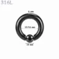 Piercing Anneau CBR Noir Gros Calibre en Acier 6X12-16X10 mm.