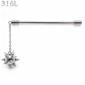 Piercing Industriel Chaîne Pendante et Boule à Pointes Acier 316L
