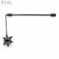 Piercing Industriel Chaîne Pendante et Boule à Pointes Acier Noir PVD