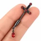 Piercing Nombril Épée Noire Gothique Sertie de Zirconiums