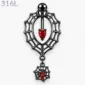 Piercing Nombril Gothique Toile & Araignée à Zircon Rouge.
