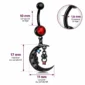 Piercing Nombril Noir à Motif Lune et Araignée Pendante (dimensions)